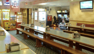 Dining area with arcade